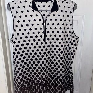 Sleeveless Golf Polo Shirt Tank Top in White and Blue